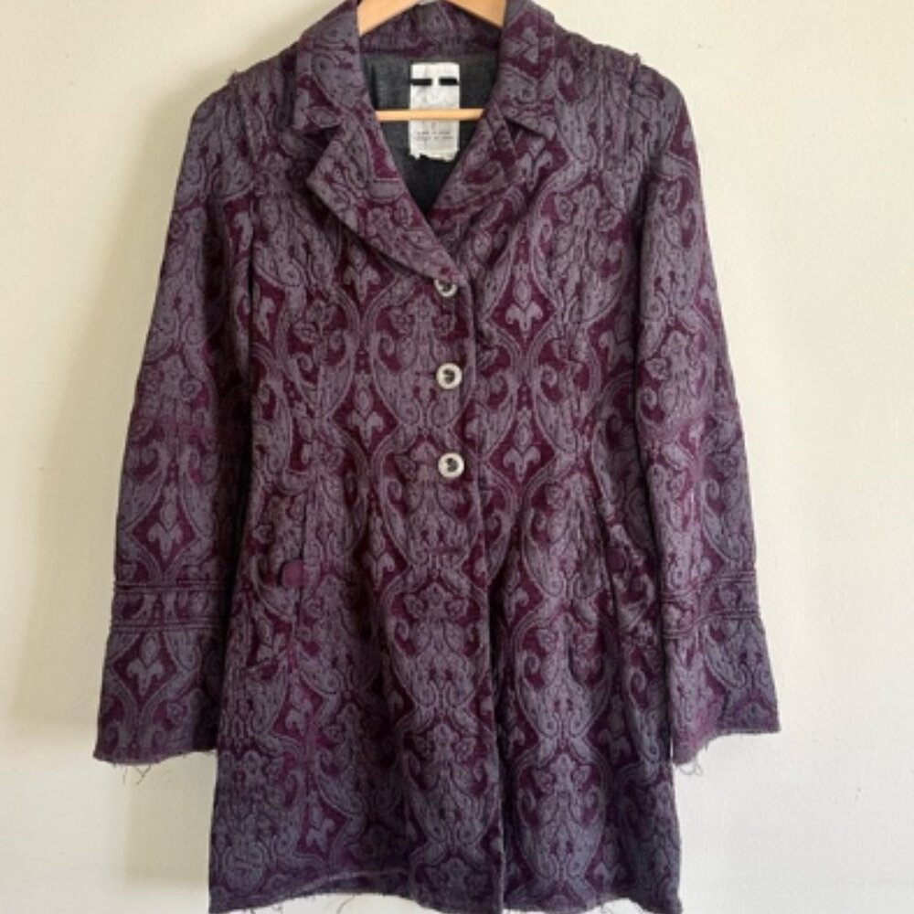 Free People Plum Vintage Brocade Tapestry Coat